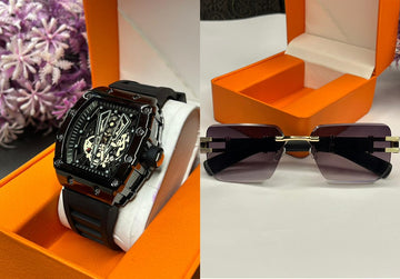 RM INSPIRED HEAVY WEIGHT WATCH +RB SUNGLASSES (RAMZAN OFFER)